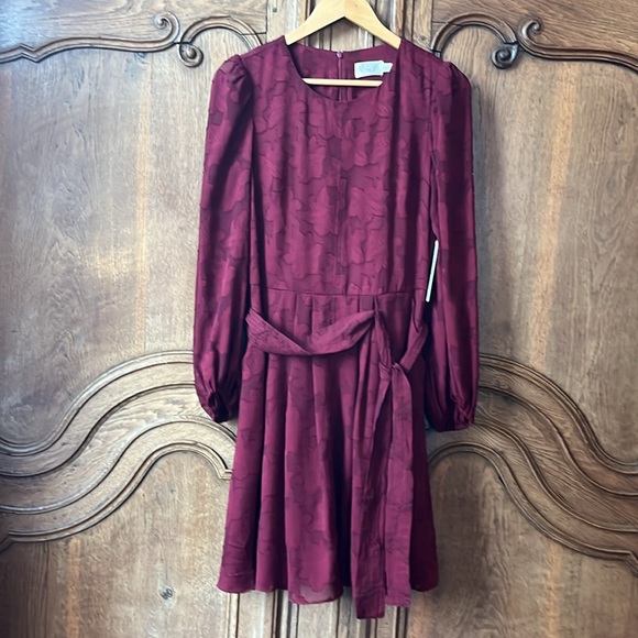 Eliza J Floral Burnout Long Sleeve Fit & Flare Dress NWT - Picture 5 of 13